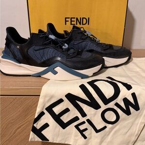 Fendi Flow Sneakers Blue Black Tech Runner US 12 EU 45 Italy with box/dustbags